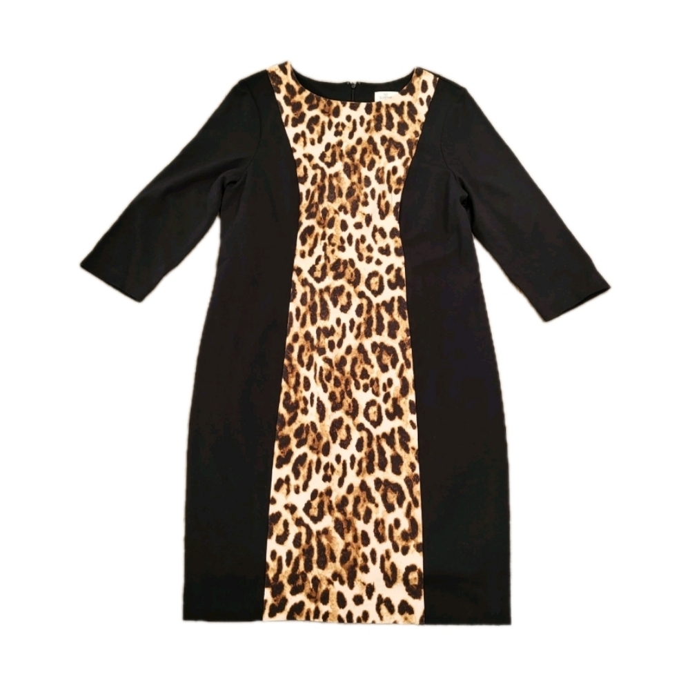Chicos So Slimming Leopard Print Sheath Dress Womens 1.5 US 10 Bodycon Career
